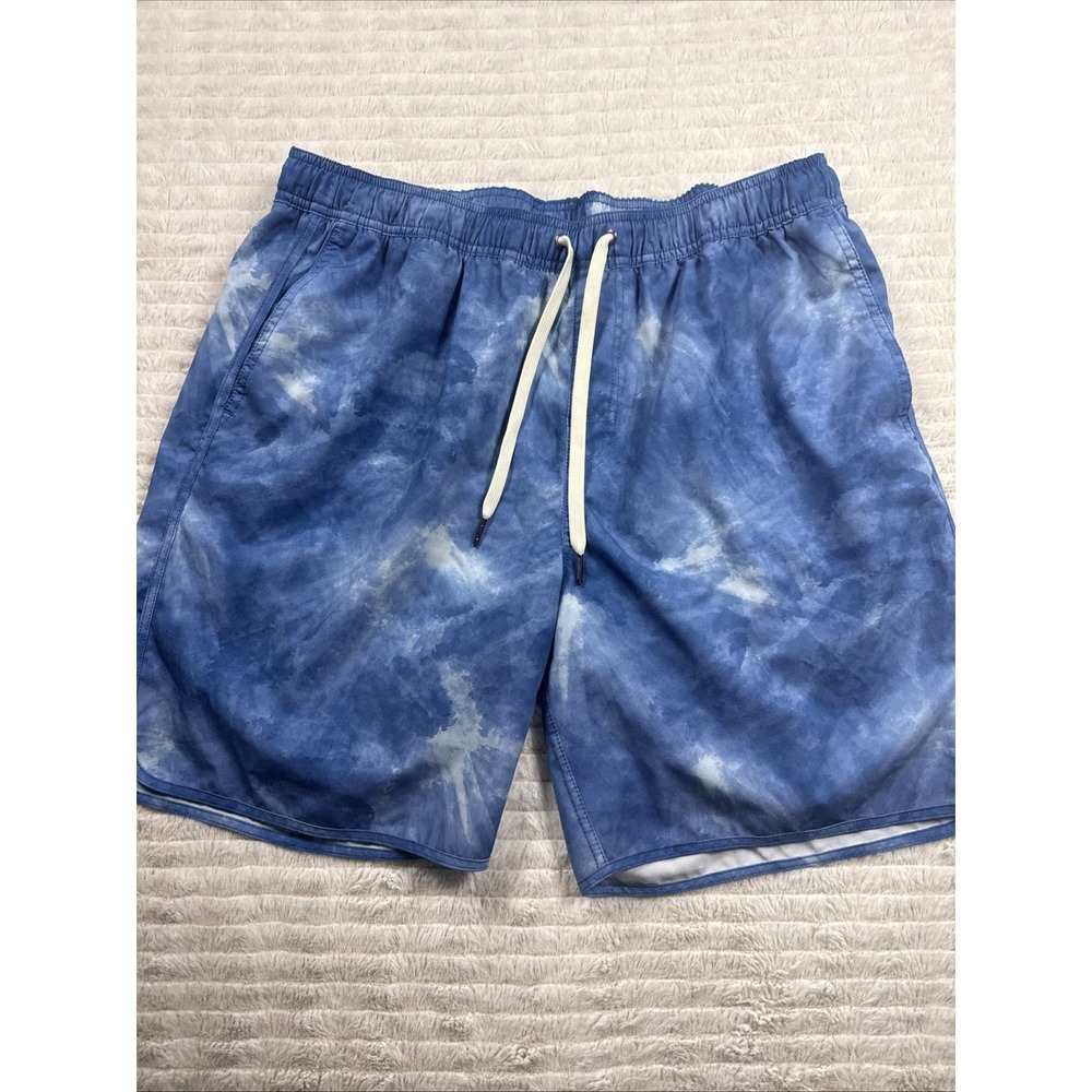 Fair Harbor Anchor Shorts Swim Trunks 8"‎ Inseam Blue Tie Dye Stretch Lined XXL